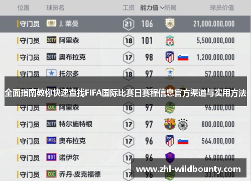 全面指南教你快速查找FIFA国际比赛日赛程信息官方渠道与实用方法 全面指南教你快速查找FIFA国际比赛日赛程信息官方渠道与实用方法